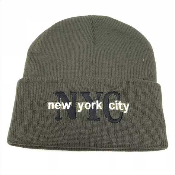 NYC Spellout Embroidered Hat Skull Cap Beanie Cuff - Picture 1 of 5